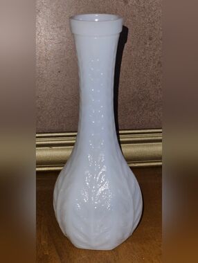 Vintage FTD Milk Glass Opaque Bud Rose Vase 1981 10" Tall